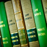 Law reports on a shelf